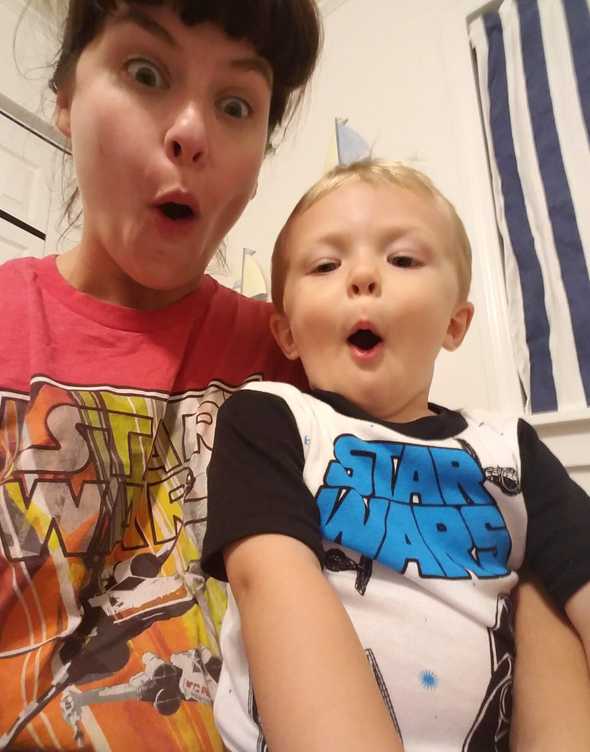 My son and I making a "shocked" face